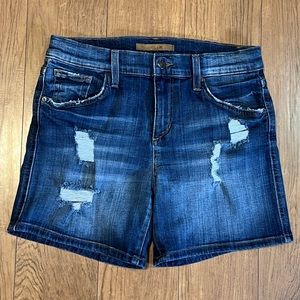 Joe’s Jeans Distressed Mid-Thigh Length Medium Wash Blue Jean Shorts Sz 25
